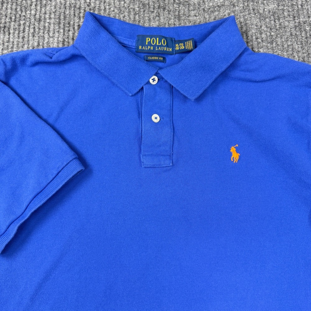 Polo Ralph Lauren Boys Polo Shirt XL Blue Short Sleeve Classic Fit Preppy Pony